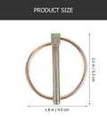 Heavy Duty Galvanized Steel Retaining Pin Set With Circular Ring O Ring Lock Pins, size 2.1in x 1.8in, for mowers and trucks