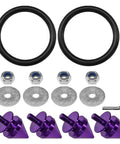 Upgrade Your Ride With These Sick Universal Car Bumper Quick Release Kit Featuring Durable Aluminum Fasteners, Sealing Washers And O Rings For Easy Front Rear Access To Fenders Hoods Or Trunk Lids In Cool Purple Color, purple kit parts