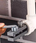Multifunction Broken Pipe Extractor Set for Damaged Bolts Faucets and Stripped Threads in use on a pipe fitting with hex wrench
