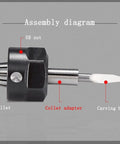 Pro Grade High Carbon Steel Collet Die Grinder Chuck Driver Adapter 1 Quarter To 1 Eighth Inch CNC Engraving Bit Router Converter diagram
