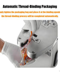 Top Tier Automatic Twist Tie Machine For Food Sealing Bread And Candy Bundling Plus Wire Harness Binding Tool With Durable Aluminum Build and smooth operation, showcasing automatic thread-binding in use.