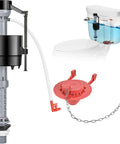 Universal Toilet Flush Valve Replacement Kit With Adjustable Height Fill Valve And Threaded Flow Control Knob 2 Inch Flapper