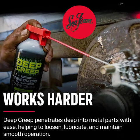 Deep Creep Penetrating Lubricant And Rust Remover Spray 12 Ounce Moisture Displacer And Thread Loosener in use