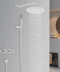 Wall Mounted Shower System 10 Inch Rainfall Shower with Handheld Spray, modern chrome design with rainfall feature.