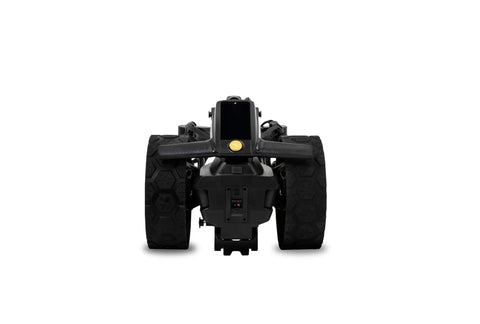Pro Level Electric Golf Cart With Smart Remote Control And All Terrain Grip, rear view with large rubber wheels.