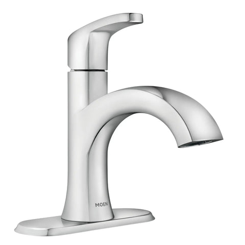 Karis Spot Resist Brushed Nickel One-Handle Single Hole Bathroom Sink Faucet With Optional Deck Plate 84346SRN, side view