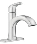 Karis Chrome One Handle Bathroom Sink Faucet With Single Hole Mount And Optional Deck Plate shown in side view