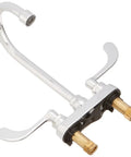 Chrome Monterrey Center Set Gooseneck Kitchen Faucet With Swivel Spout And Lever Handles focusing on installation base