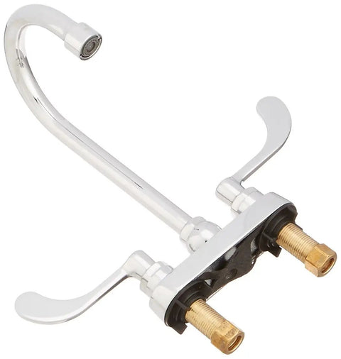 Chrome Monterrey Center Set Gooseneck Kitchen Faucet With Swivel Spout And Lever Handles focusing on installation base