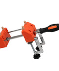 Home Table Bench Vise Clamp For Woodworking ABS And Stainless Steel Universal Clamp With Wood Pins For Bench Fixing Holding Small Pieces And Quick DIY Woodworking Tasks orange table vise clamp with metal screw and wood pins