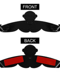 Front and back view of Traceless Wall Mounted Pot Lid Rack Organizer Durable PP Plastic, featuring unique black design with adhesive pads.
