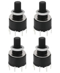 4 Pack Plug And Play 16mm Rotary Switch Kit With 1 Pole And 8 Positions Washer And Nut Black RS16 IP66 Rated 60V 0.3A