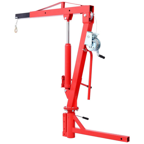 Heavy Duty Hydraulic Jib Crane With Hitch Mount Lift For Pickup Trucks And Pwc Boats Features Rock Solid Steel Frame And Zero Sweat Single Person Operation, red crane with boom and pulley system.