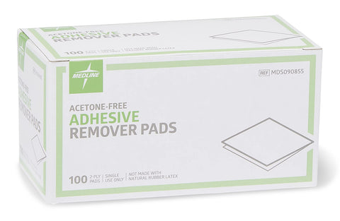 Box of Acetone Free 2 Ply Adhesive Remover Pads for Gentle Skin Safe Adhesive Removal in Hospitals Clinics and Home Use, 100 count