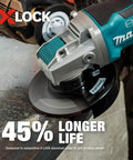 X-Lock 5 Inch General Purpose Grinding Wheel 36 Grit Type 27 in use on metal surface