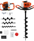 Beast Gas Powered Post Hole Digger With 52cc 1700W Power, Heavy Duty Earth Auger Digger Kit with drill bits and tools
