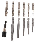 Super Cool 11 Piece Screw Extractor Kit Makes Broken Bolt Removal A Breeze For Your Car Garage With Tap Adapter And Extension Bar Set Up, metal bits
