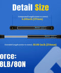 Detail size of Heavy Duty Gas Struts 10 Inch 18 Lb Lift Supports showing compressed and extended lengths.