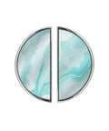 2 Pack Sky Blue Fluid Art Cabinet Pulls With Gold Dust Accents 3 Inch Center Hole Brushed Nickel Semicircle Drawer Handles