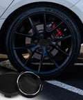 Sleek Black 55Mm Abs Wheel Center Caps 4Pack Heavy Duty Snap On Rim Covers Universal Fitment waterproof durable product on car tire.