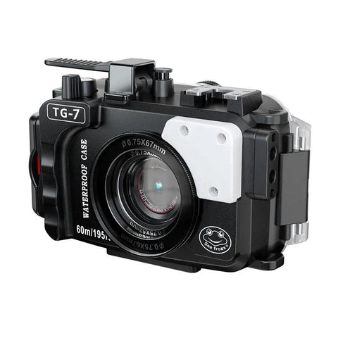 Underwater Housing For Olympus TG-7 With Filter, 60m/195ft Depth Rating, Black, protects against water, humidity, dust, and salt spray