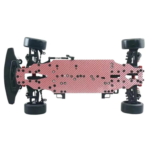 Beefed-Up Chassis Frame One-Tenth Scale Fiber Build With CVD Axles, Durable 4WD Drift Frame undercarriage view for racing