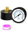 Well Pump Pressure Gauge 0 To 15 Psi, 1 Quarter In NPT, 2 In Dial, Center Back Mount with Teflon tape for DIY projects