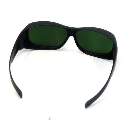 Top Shelf Hella Tough IPL Hair Removal Goggles Featuring OD5 Plus UV400 Lens Protection Complete Five Pack Bundle, dark green lenses view.
