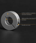 Aluminum shaft collar, 8mm bore, 30mm outer diameter, 10mm thick, with M4 set screw; pack of 4