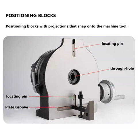 Positioning blocks for Straight Up Precision Three Jaw Chuck Dividing Head For Cnc Milling Machines with projections and through-hole.