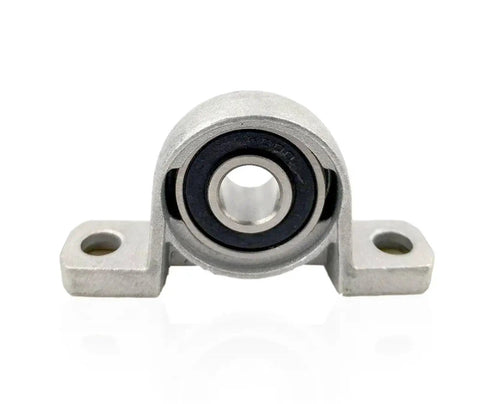 Built Tough Four Piece KP08 KP000 To KP006 Bearing Shaft Support Kit Using Zinc Alloy Spherical Roller Housing Designed For Vertical Pillow Block Mount Up To Keep Everything Rolling Smooth Like Butter In Your Shop, front view