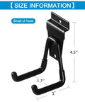 Small U hook with rubber coating, size 4.5" x 2", part of 12 Pack Heavy Duty Slatwall Hooks For Garage Organization Must Have U Hooks Cushioned Rubber Coated Anti Slip Durable Fits Proslat Crownwall StoreWALL HandiWall Hello Garage Slatwall Panels.
