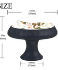 Four Pack Spring Flowers Chickens Fence Round Cabinet Knobs In Black with Dimensions 35mm Top, 17mm Base, 28mm Projection