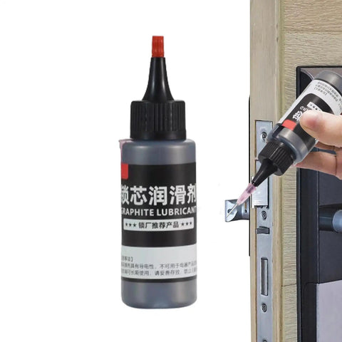 Natural Graphite Powder Lubricant 50ml dry lube in a handy needle design tube applied to a lock cylinder