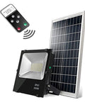 Super Bright Solar Led Flood Light Charges Quick Under Cloud Cover And Burns Flawless Dusk Till Dawn With Handy Remote Ip66 Waterproof Outdoor Security Lantern For Backyard Yard Garage Porch, featuring remote and solar panel.