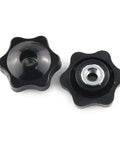 Kickass 8 Set Hardware Kit Featuring Solid Black Knobs, 1/4 Inch Hex Wedge Locknuts, And 1/4-20x2-1/2 Galvanized Bolts With Flat Washers, Dead Simple For Jig Construction And Fixture Fabrication Work. Black star-shaped knobs for secure clamping.