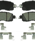Front view of Bosch BC1650 QuietCast ceramic brake pad set for Altima/Leaf; includes 2 backing plates, 2 friction pads.