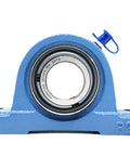 Heavy Duty Vertical Base Pillow Block Bearing With Thickened Housing And Secure Shaft Lock For High Speed Rotation Made To Last With Self Aligning Functionality That Keeps Things Moving Smoothly Like A Boss On Any Job Site. 20mm blue cast iron.