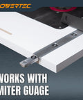 Close-up of 48 Inch Heavy Duty Aluminum Miter T Track And T Slot Bar Kit mounted on a table, designed for miter gauge compatibility.