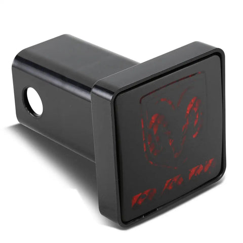 Dodge RAM Logo LED Hitch Cover For 2 Inch Receivers Black ABS Finish Lighted Brake Light Universal Fit For Chevy Ford Toyota GMC Jeep And More Trucks