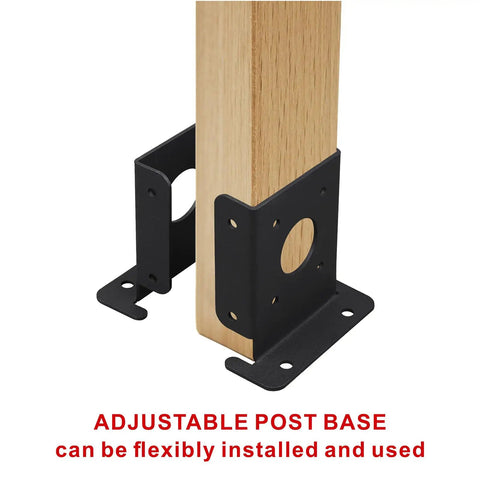 Go To Adjustable Black Wood Post Base Brackets Four Pack Kit Fits Four By Four Posts Actual Three And A Half By Three And A Half For Deck Railing Fence Pergola Support