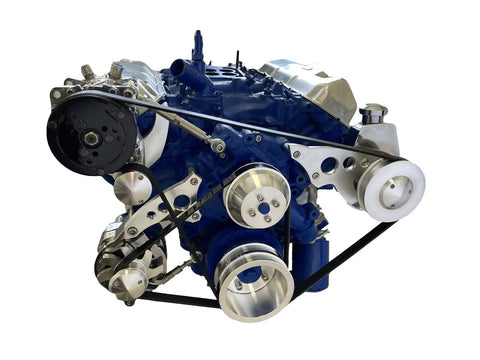 Big Block Ford 429 460 Serpentine Pulley Conversion Kit With Mechanical Water Pump Alternator Power Steering And AC Drive Belt Assembly For 1970 Plus Engines with steel brackets and aluminum components