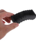 2 Pack Rubber Jack Pad Set For Car Jacks And Jack Stands Pro Grade Heavy Duty Lifting Blocks shown in hand, black rubber construction.