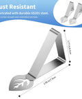 Heavy Duty Stainless Steel Tablecloth Clips 12 Pack Windproof Tablecloth Holders For Outdoor Tables Ideal For Restaurants Parties Weddings And Camping Rust Resistant Clips, with dimensions and material details.