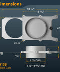 Dimensions of Pro Grade 4 Inch Aluminum Blast Gate For Dust Collection System With Self Cleaning Clog Proof Groove