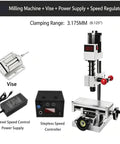 Badass Mini Bench Drill Press Kit With Smooth 24 Volt Seven Speed And Stepless Controller Digital Display Desktop Milling Machine and Vise.