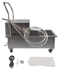 Rocking This Heavy Duty 370W Commercial Fryer Filter Machine With A Snazzy 55 Gallon Oil Filler Cart, stainless steel with drain hose and accessories.