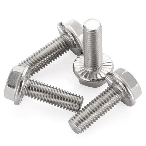 3/8-16 Flanged Hex Head Bolts Fully Threaded 1 Inch Stainless Steel 304 External Hex Drive Flange Screws 10 Piece Set Built Tough