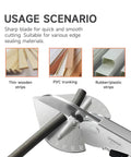Multi Angle Miter Shear Cutter With Adjustable 45 To 135 Degrees And Safety Lock For DIY Home Improvement Cutting Plastic PVC Molding Trim Pro Grade Stainless Steel Blades For Fast Clean Cuts cutting a rubber strip.
