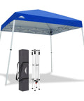 10x10 Pop Up Canopy Tent With Easy One Person Setup Center Lock System For Instant Outdoor Beach Shelter, Foldable 8x8 Top Blue